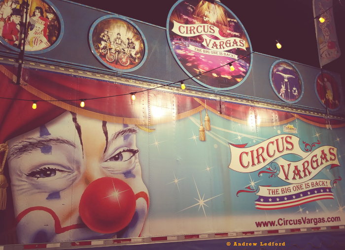 Big sign at Circus Vargas at the Lakewood Mall