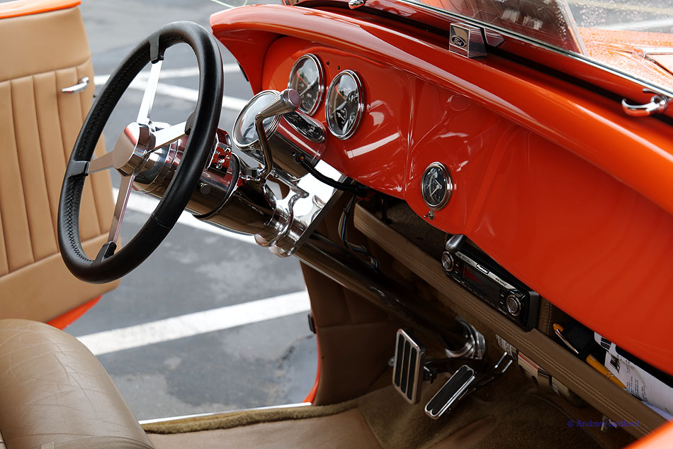 Cars and Coffee September 2023 Orange interior steering Column